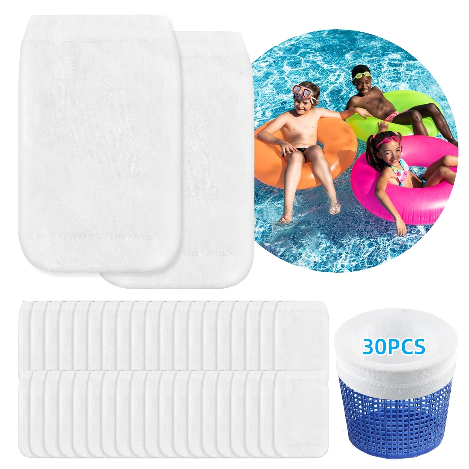 Pack De 30 Chaussettes De Skimmer De Piscine SWYEOOT, Pack Savers Pour Filtres Paniers Et Skimmers 63103 B