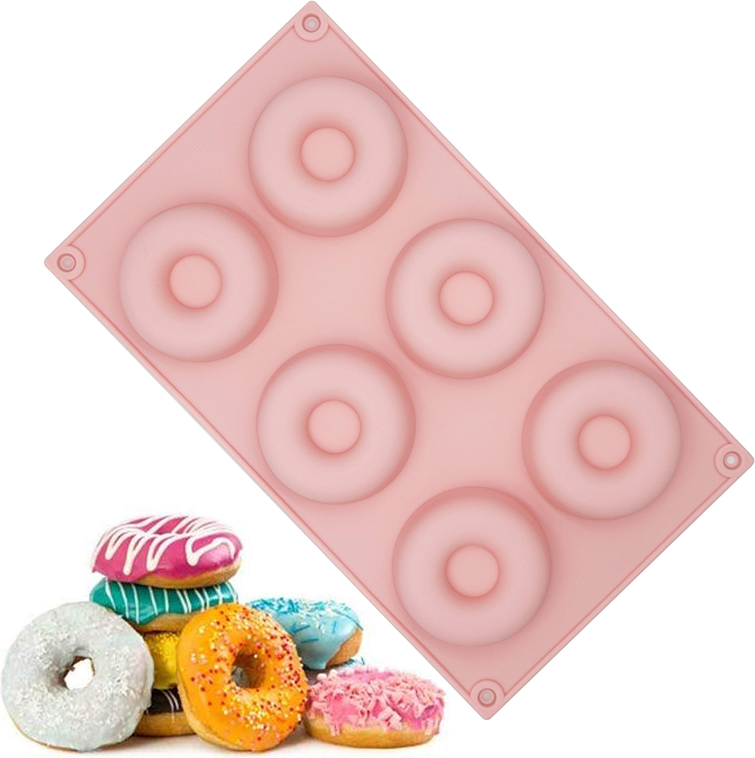 VICSPORT 2Pcs Silicone Doughnut Baking Moulds with 6 Cavities Donut Mould Suitable for Donuts Chocolate