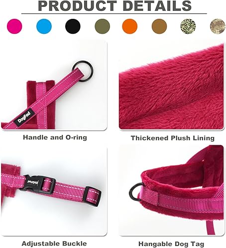 Miniatura 2 de Arnés de felpa para perro, chaleco ajustable sin tirones para clima frío, arnés para mascotas para perros pequeños, medianos y grandes, naranja, XL