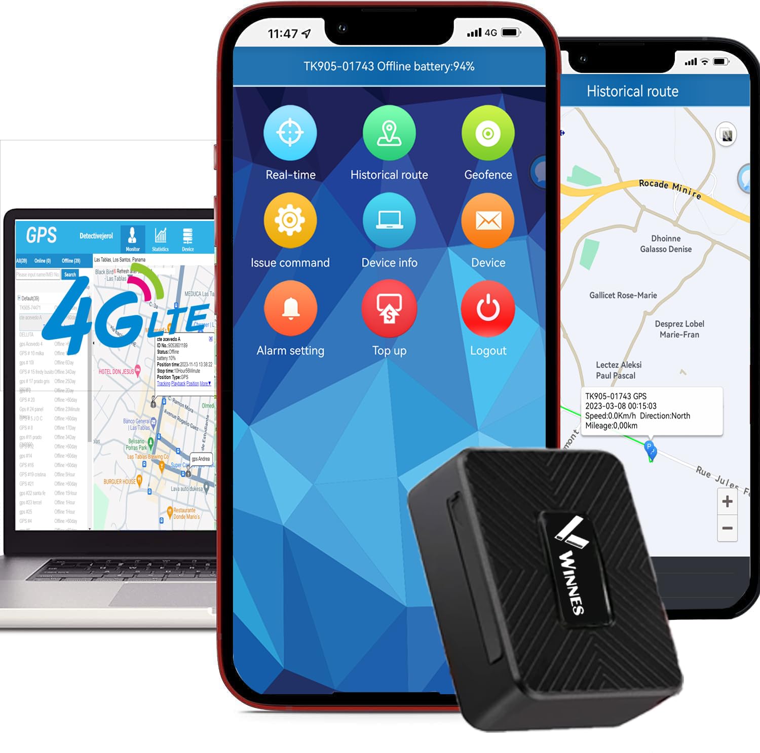 Micro 4G Gps Tracker Spia Magnete Realtime Localizzatore GPS in Tempo Reale Satellitare Tracciatore di Posizione, Portatile GPS Tracker per Bambini o Anziani, Geo-fence Alarm, App Gratuita (1500mAh)