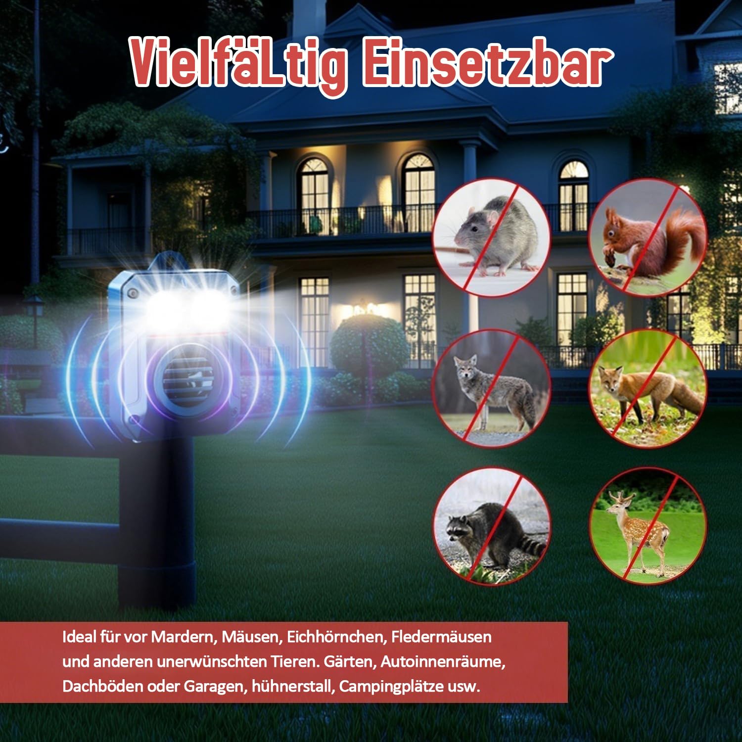 MEKEET Marderabwehr, Marderabwehr Dachboden, Marderschreck, Marderschreck Auto, Ultraschall Mäuseabwehr Mit Blitzlicht, Marderschreck Garten Marder Ratten, Marderschreck Batteriebetrieben FüR KFZ