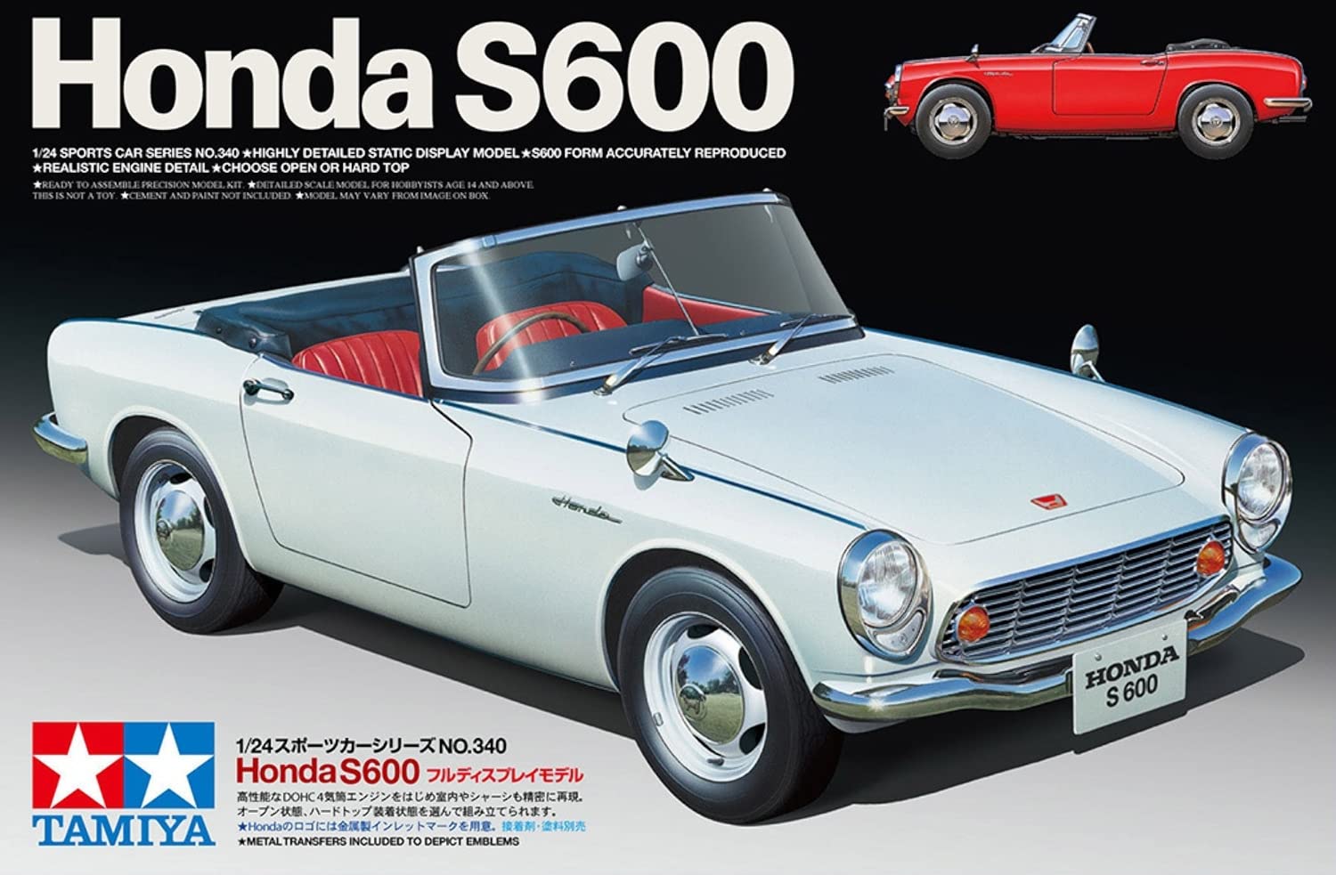 Tamiya Dickie 300024340 - Kit modello in plastica 1:24 Honda S600 Cabrio Hardtop