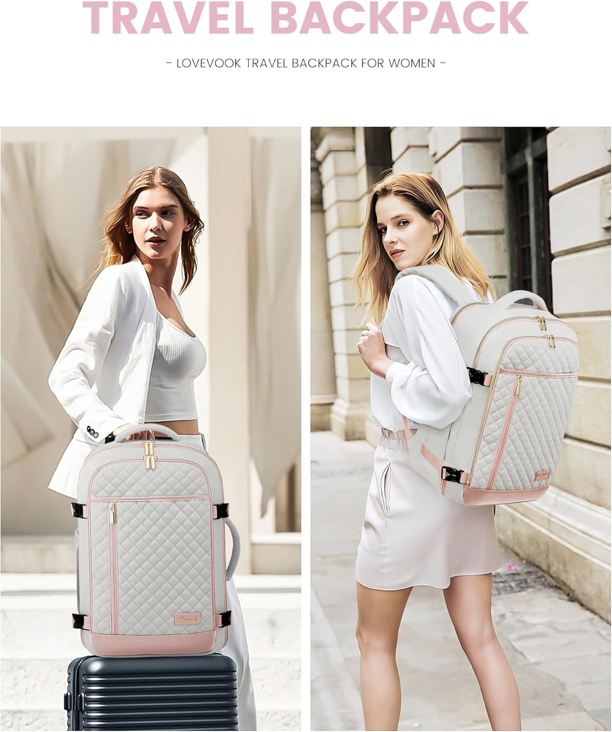 LOVEVOOK Travel Backpack for Women, Carry on Backpack for Airplanes,TSA Personal Item Travel Bag fits 15.6" Laptop,Travel Essentials Carry On Bag Flight Approved with 3 Packing Cubes - Image 6