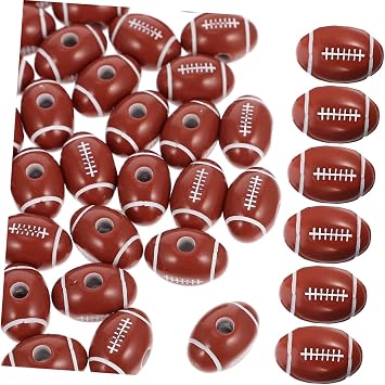 150pcs Acrylic Football Beads for Jewelry Making Oval Sports Ball Charms for DIY Bracelets Necklaces Earrings and Keychains Craft Supplies