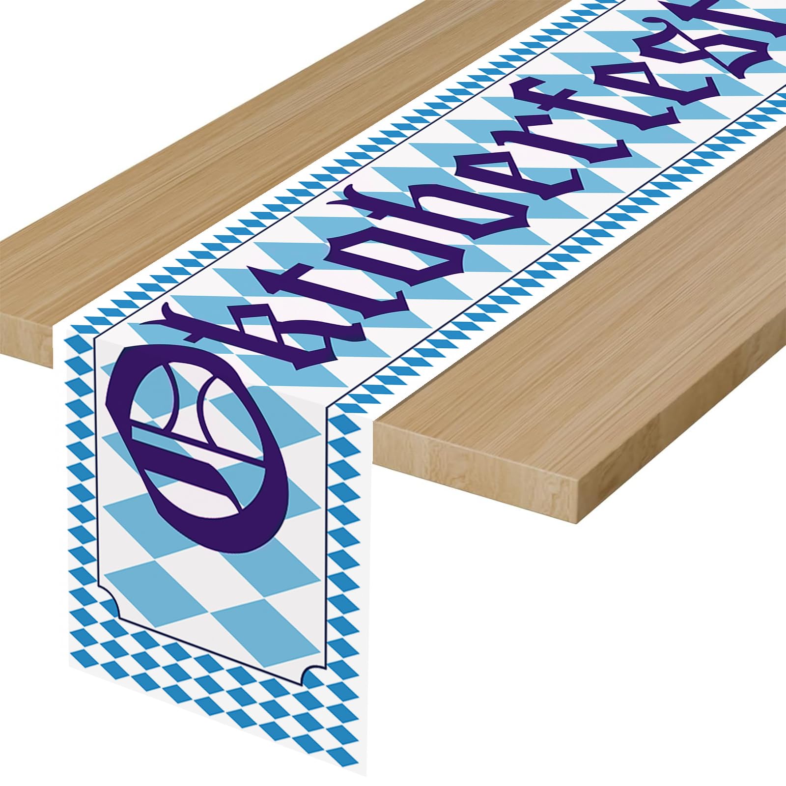 BURGEONOktoberfest Table Runner, 183 x 40 cm Oktoberfest Decoration, Bavarian Decoration, Blue and White, Bavarian Tablecloth, Table Decoration Table Runner Bavarian for Oktoberfest Parties, Bavarian