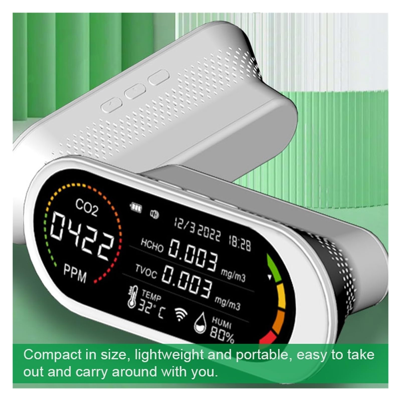 Rilevatore di qualità dell'aria 5 in 1 Misuratore CO2 TVOC HCHO Test umidità della temperatura dell'anidride carbonica Autocalibrazione Monitor Per cucina e camper