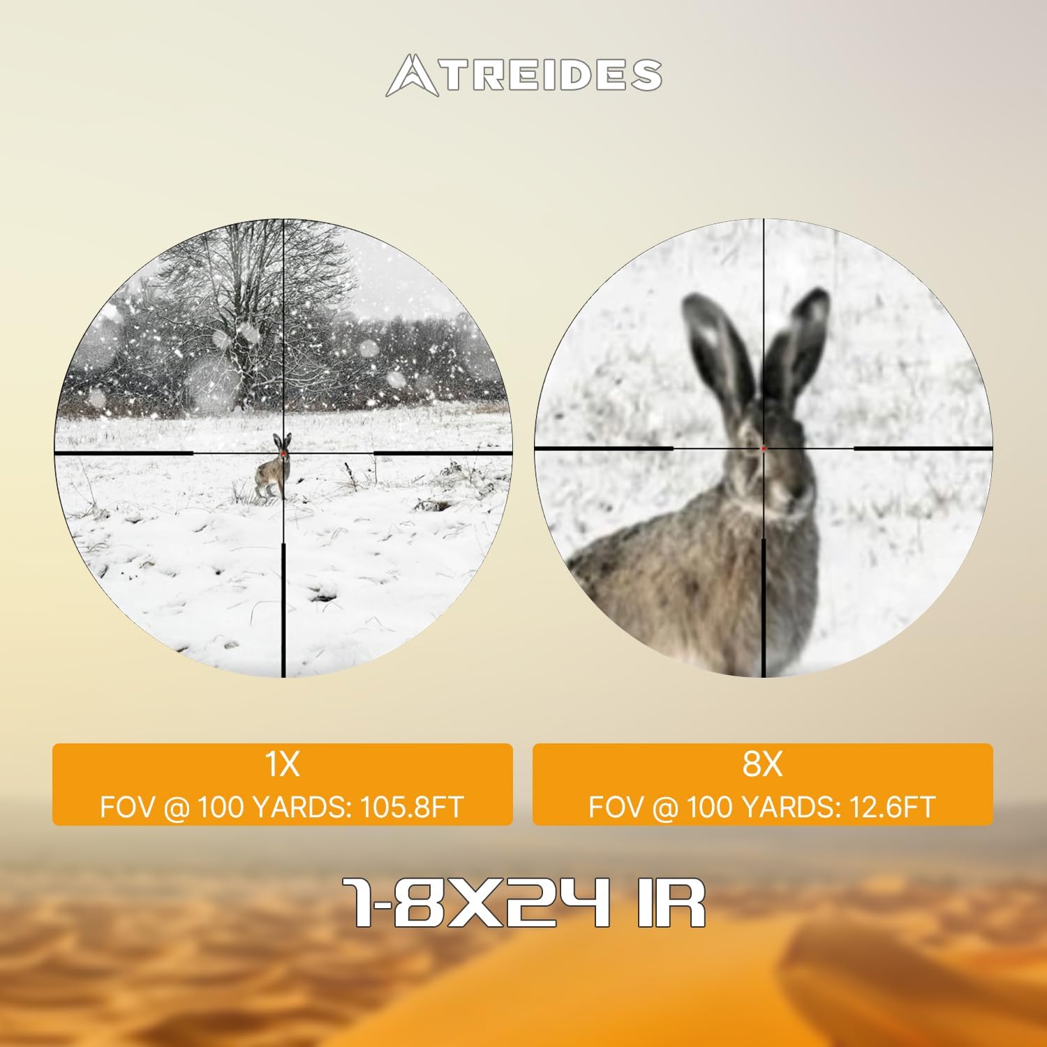ATREIDES Solis-ED 1-8X24 IR Riflescope, ED Glass Optical Scope 30mm Tube