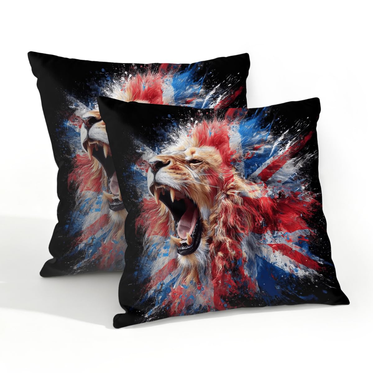 Outdoor Pillow Covers Waterproof Pillowcases 20x20in Set of 2 Independence Day Lion Artwork Decorative Throw Cushion Case for Couch Sofa Garden Patio Furniture