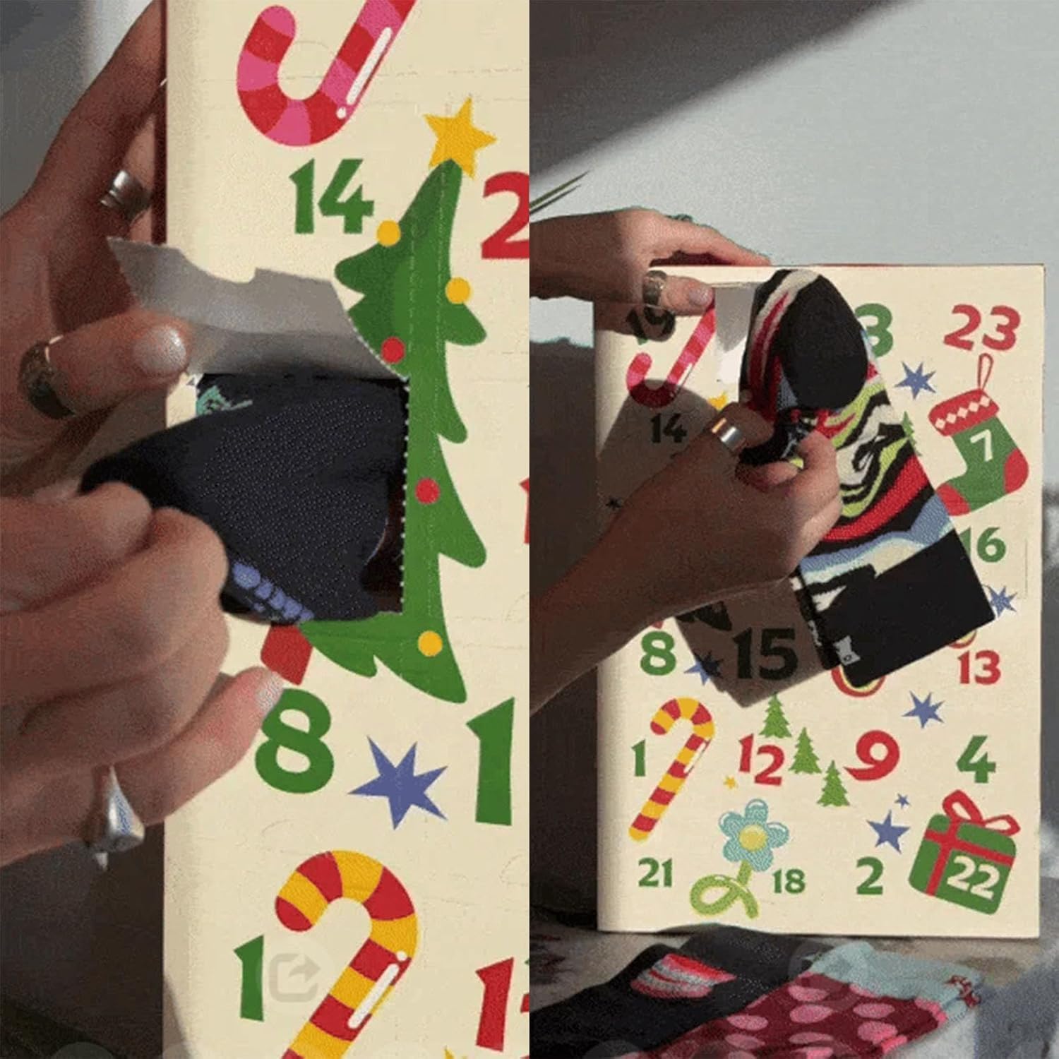Calendrier de l'avent chaussettes, calendrier de compte à rebours de