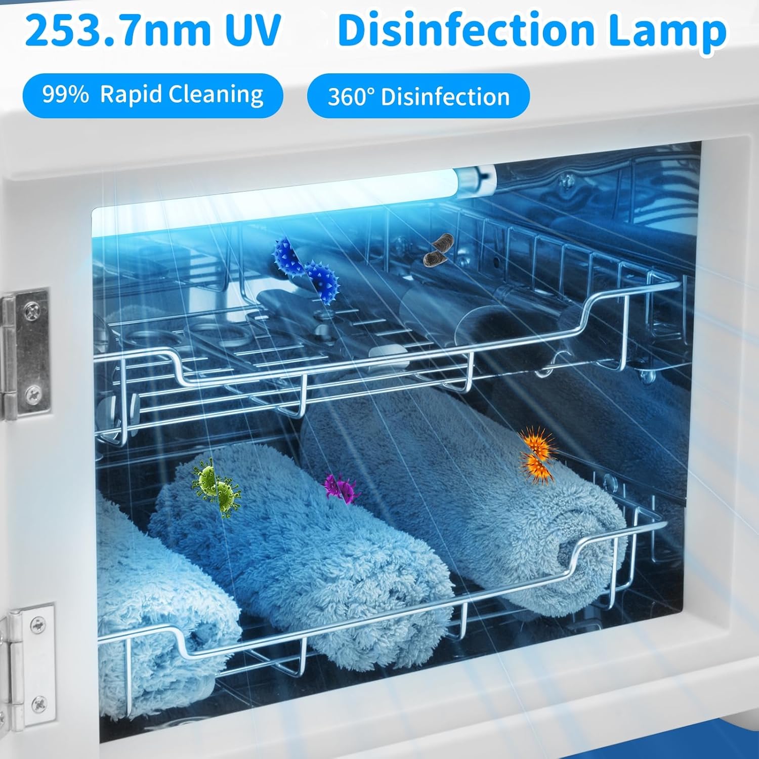 ANRUI Nail Tool Cleaning Machine, 12L Multi-Functional UV Light Nail Cleaning Box, Manicure Cleaning Cabinet with Timer Setting for Esthetician, Bottle, Home, Barbers, and Spas