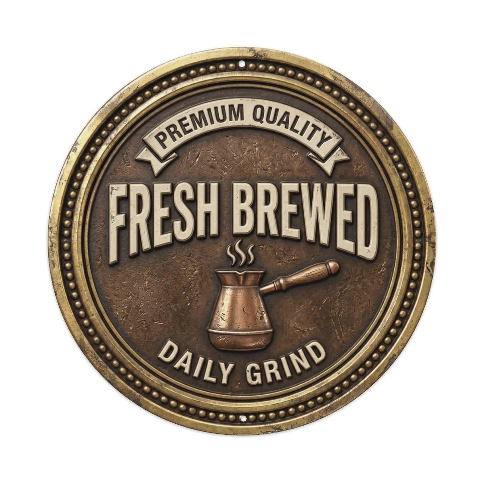 Fresh Brewed Vintage Kitchen Display Retro Slogans Metal Tin Sign