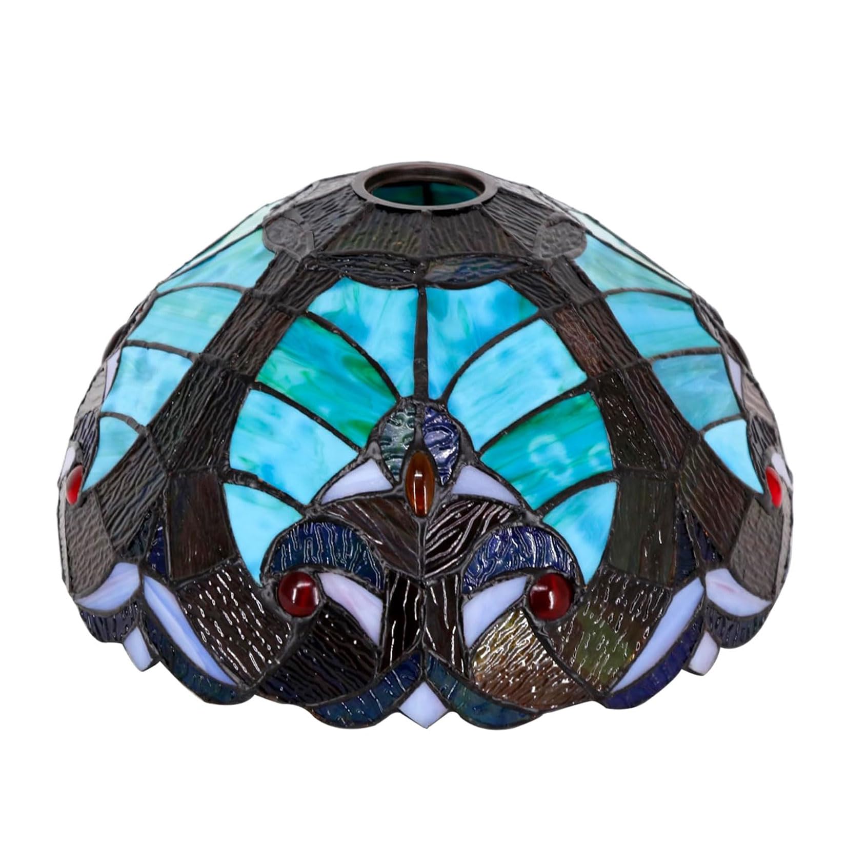 SaryEdge Baroque Tiffany Lamp Shade Replacement, 12X7 Inch Stained Glass Lampshades, Only 1-5/8-Inch Fitter Opening for Arched Floor Lamp Torchiere Lamp Pendant Light Ceiling Lamp,Gree，Green