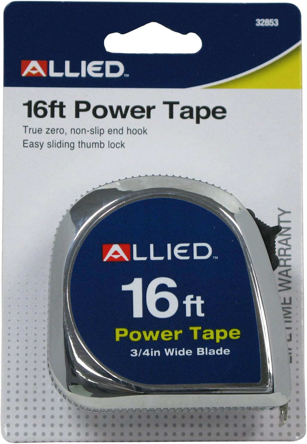 Allied Tools 16' X 3/4" STEEL TAPE MEASURE,Chrome,32853
