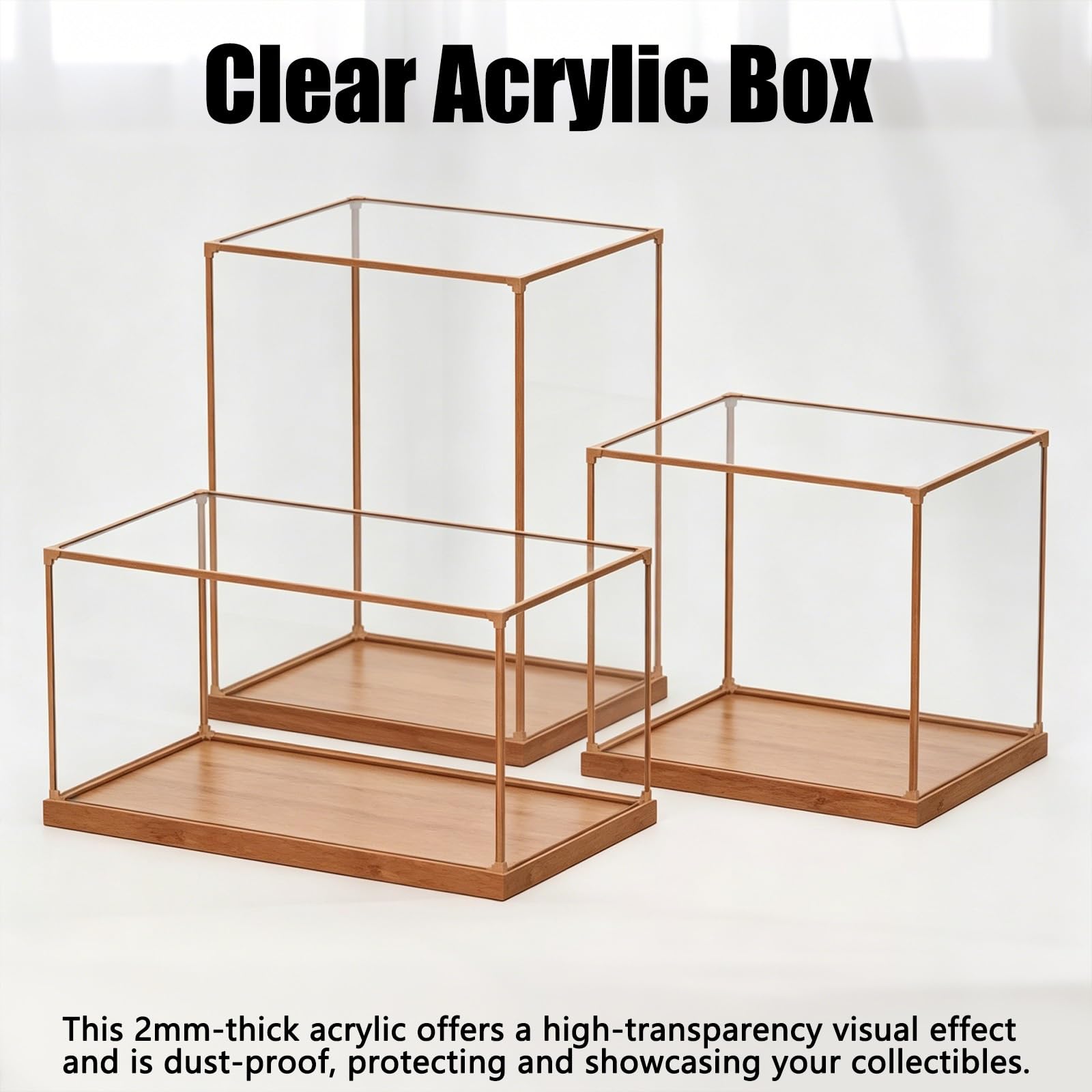Witryna Akrylowa Clear Acrylic Display Case, Transparent Boxes with Base | 15 20 30 40 50 60 70 80 Cm, Dostępny Rozmiar Niestandardowy, Dla Zabawek Figurki Modele Pamiątki(80x45x45cm/31.5x18x18in)