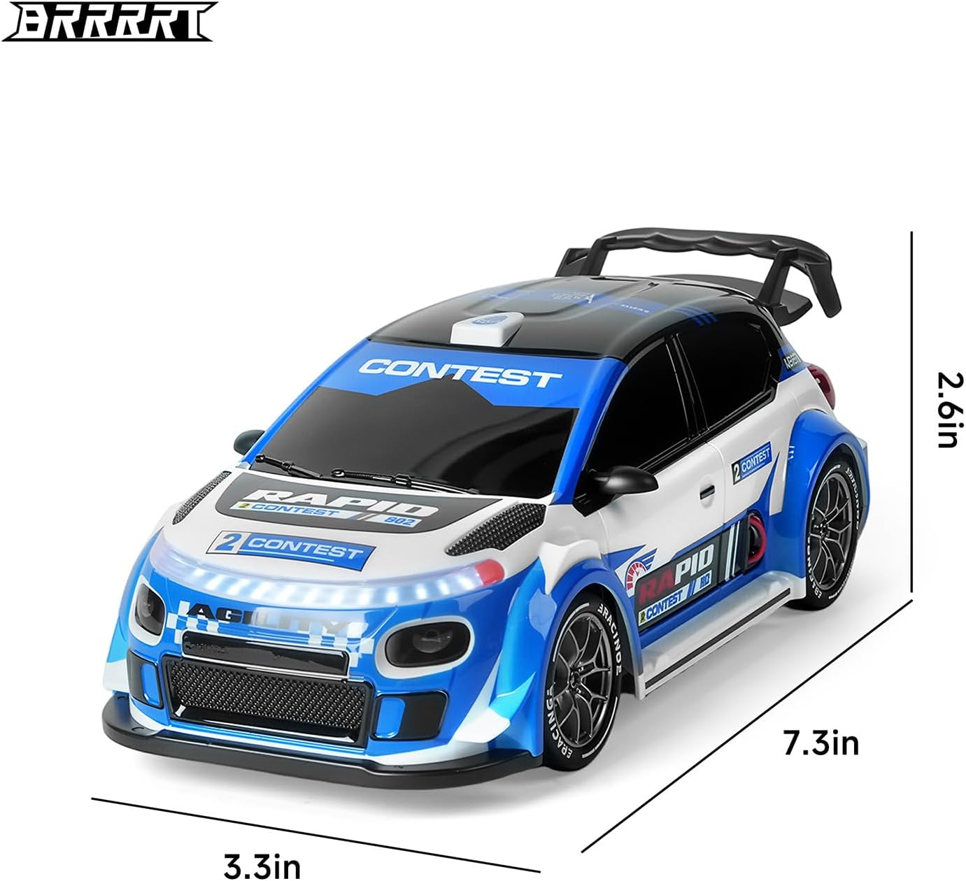 BRRRRT 1:24 Remote Control Rally Car,4WD High Speed Remote Control Cars with LED Lights,Drift Car for Boys and Girls Age 6+ Blue