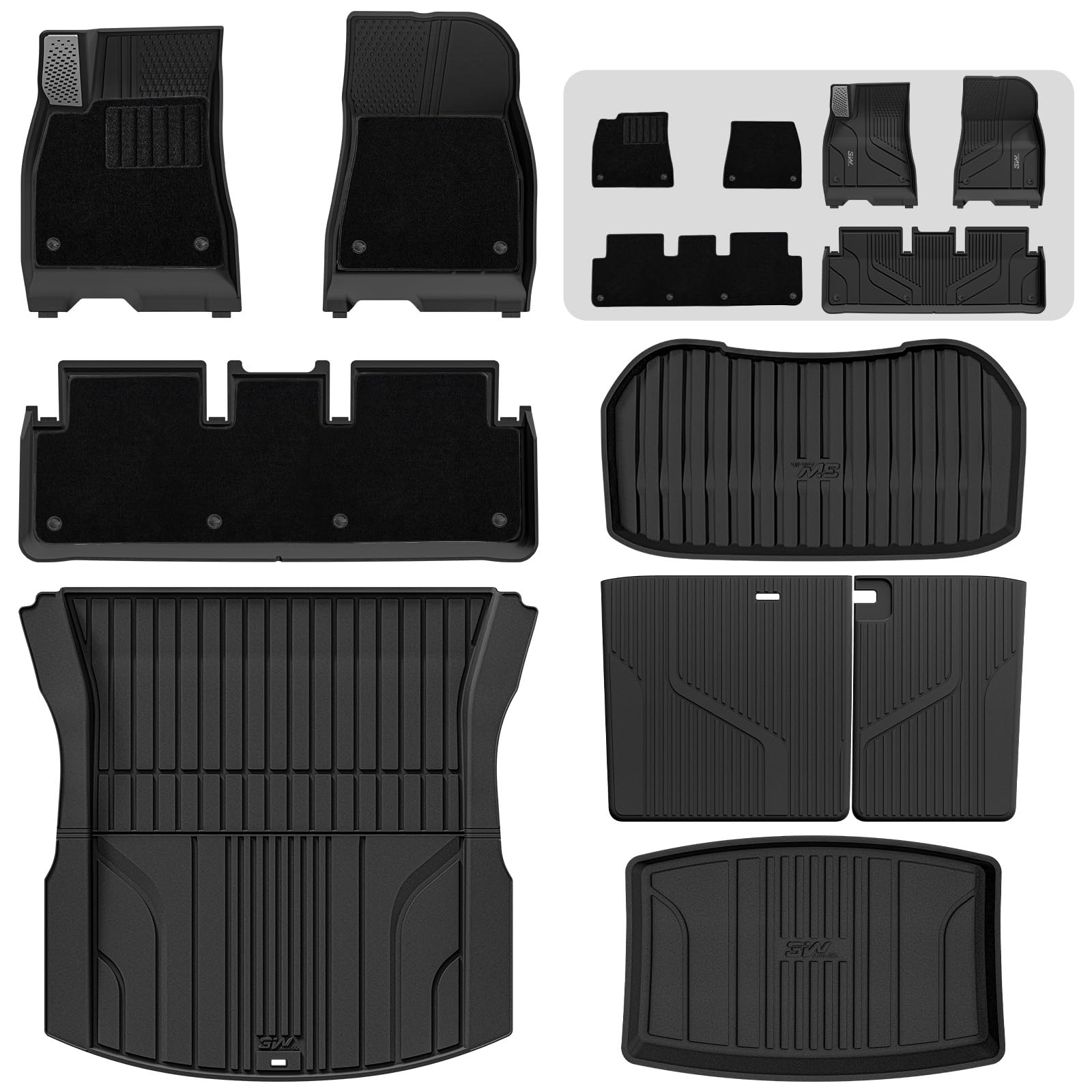 3W Thorex™ - Juego de alfombrillas antideslizantes para maletero y maletero de coche (8 piezas, para Tesla Model 3 Highland 2024-2026)