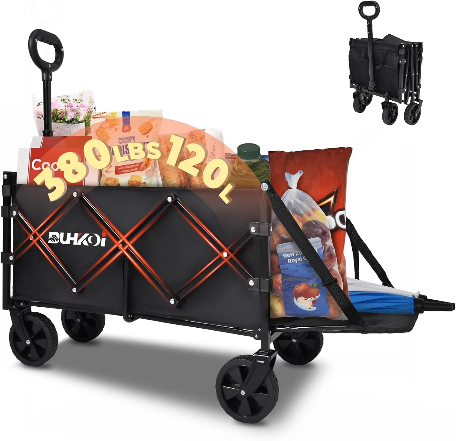 DUHKOI Collapsible Tailgate Wagon with Extended Tailgate