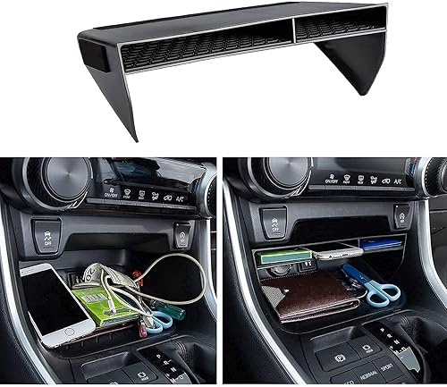 Miniatura 2 de JDMCAR Bandeja organizadora de consola central de 2 piezas y caja de almacenamiento para reposabrazos compatible con Toyota RAV4 2019 2020 2021 2022