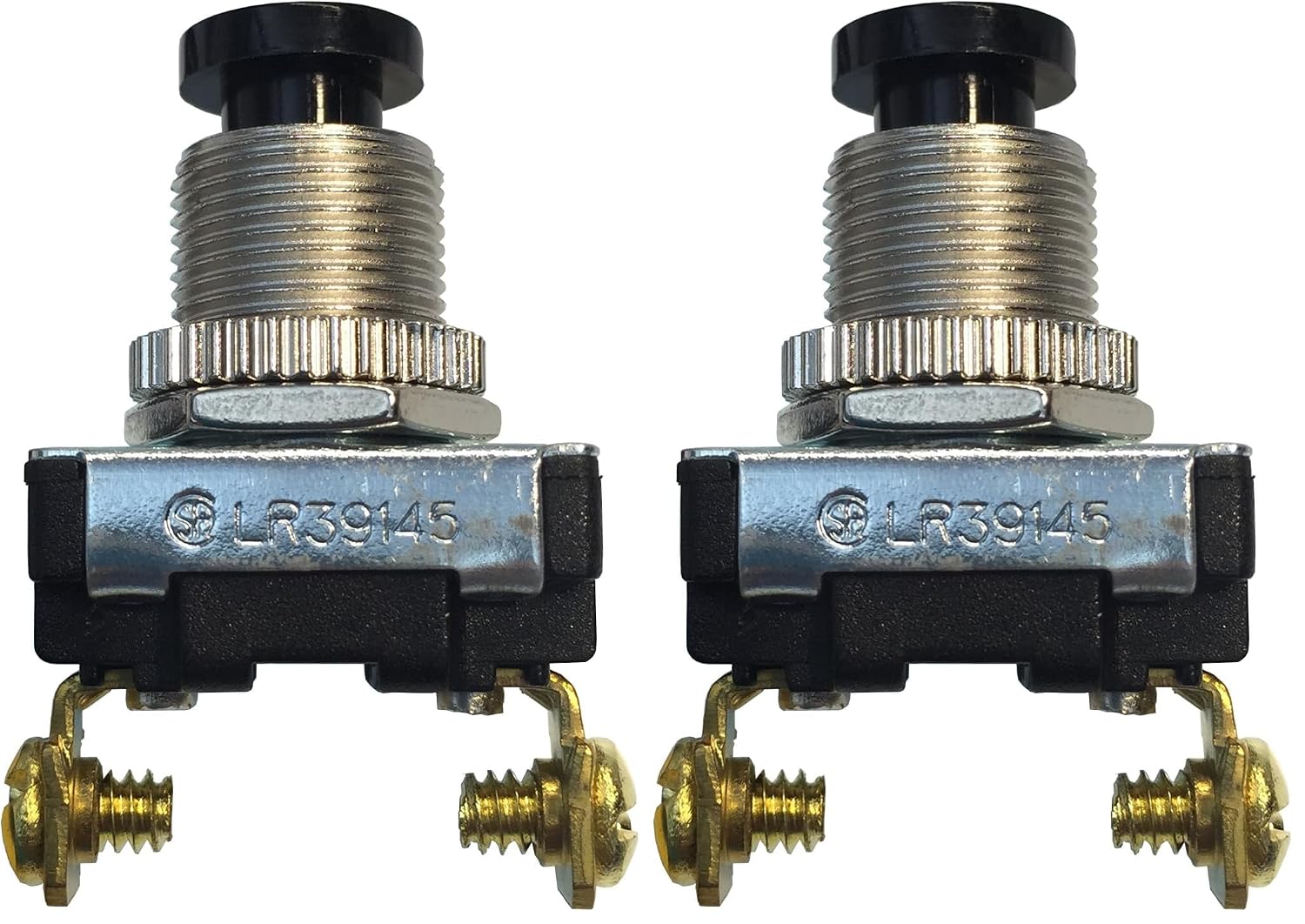 Gardner Bender GSW-25 Double Insulated Electrical Push Button Switch, SPST, ON-OFF, 6 A/125V AC, 6 inch Wire Terminal, Brass
