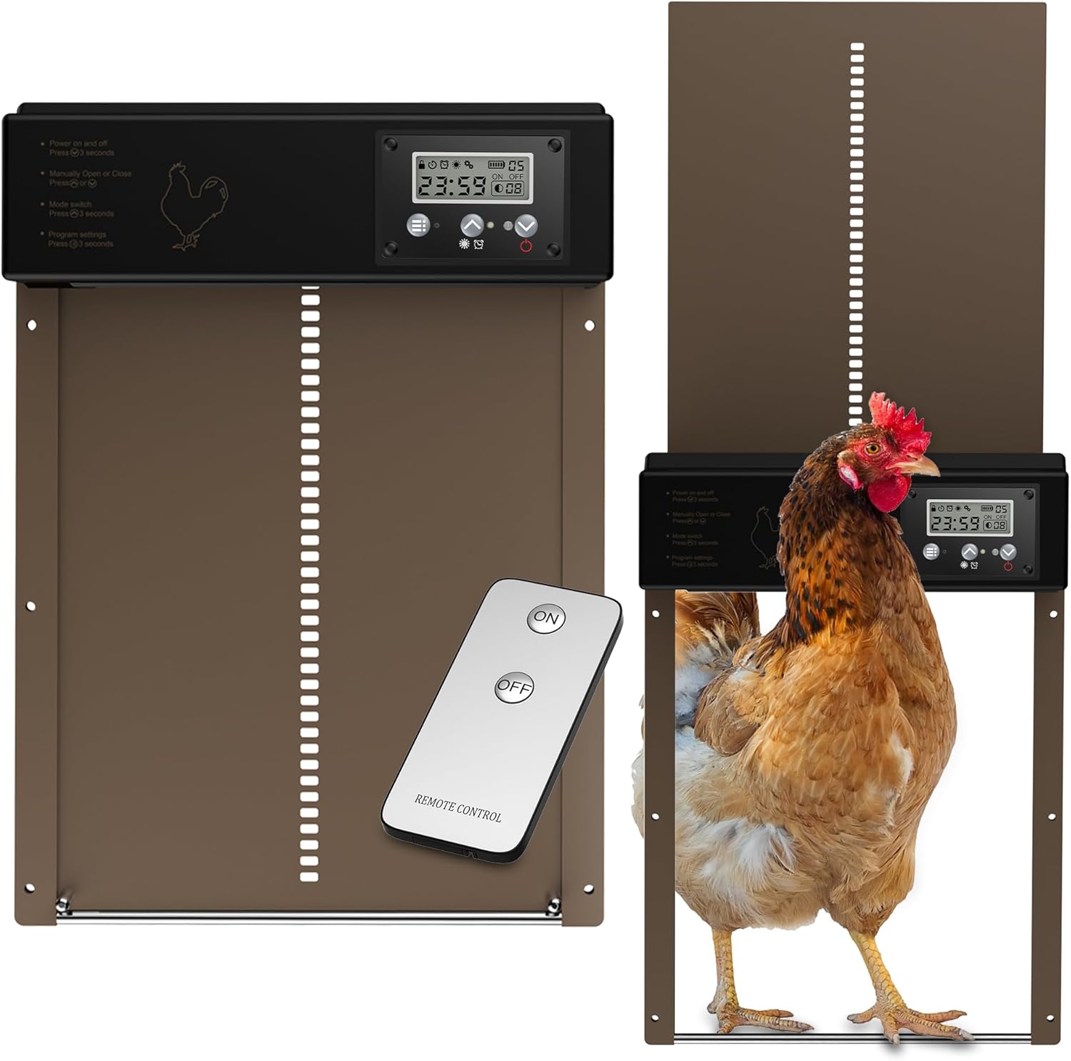 MPZHJENS Automatic Chicken Coop Door with Timer & Light