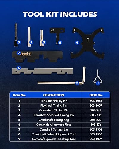 Miniatura 10 de OMT - Juego de herramientas de alineación del árbol de levas de 3 piezas compatible con Ford 2.0L 2.3L 2.5L, kit de herramientas de correa de