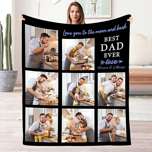 Manta de franela con foto personalizada como regalo para papá regalo de cumpleaños para papá manta personalizada para papá de hija con imágenes