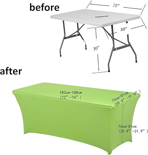 Miniatura 3 de Mantel de elastano, ajustable, resistente a las arrugas, lavable, elástico, rectangular, para banquetes, bodas, fiestas, cocina (6 pies, negro)