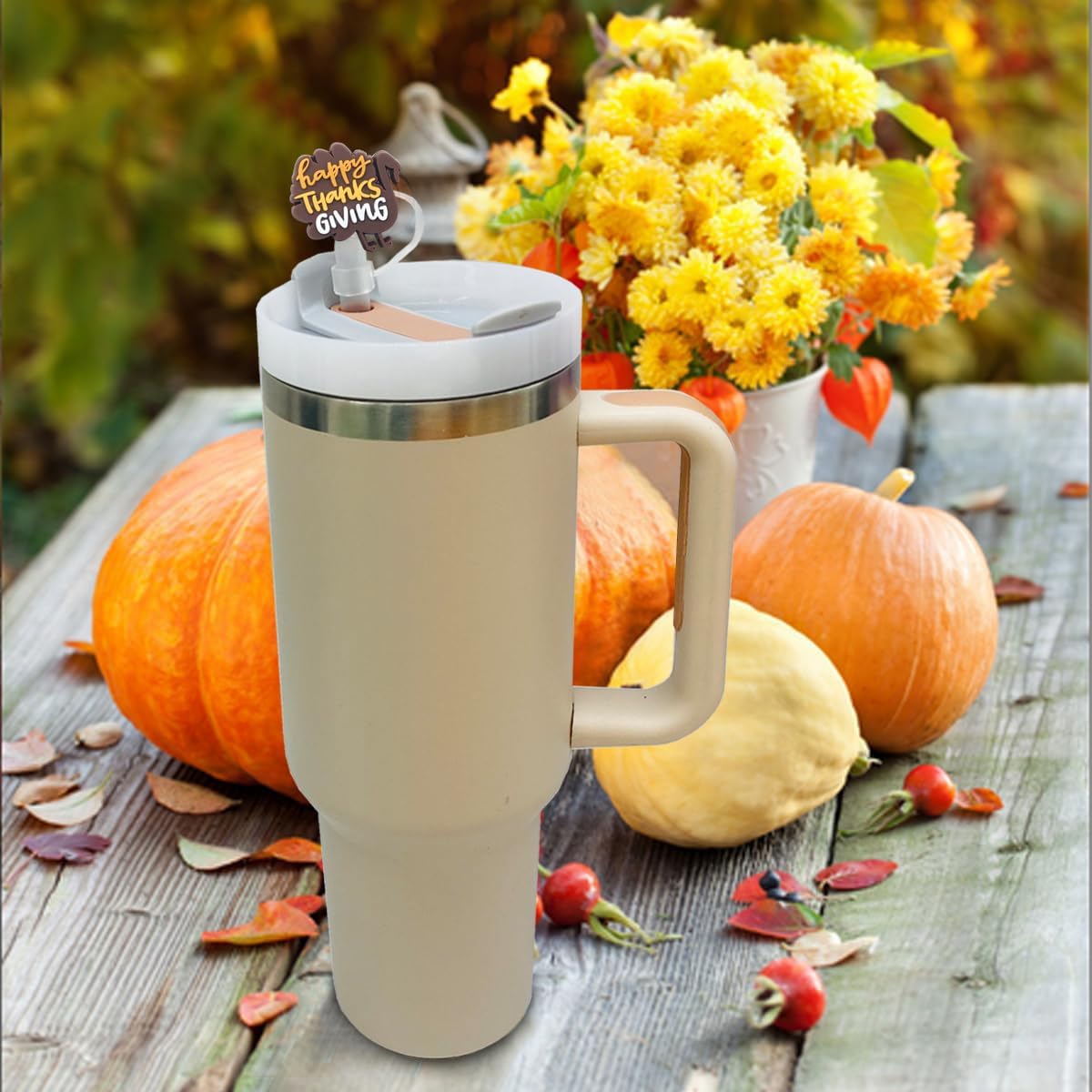 15pcs Thanksgiving Straw Toppers for Stanley Cups 10mm 0.4in Halloween Fall Silicone Straw Covers for Stanley 30&40 Oz Tumbler, Reusable Soft Drinking Straw Caps for Halloween Gifts - Image 5