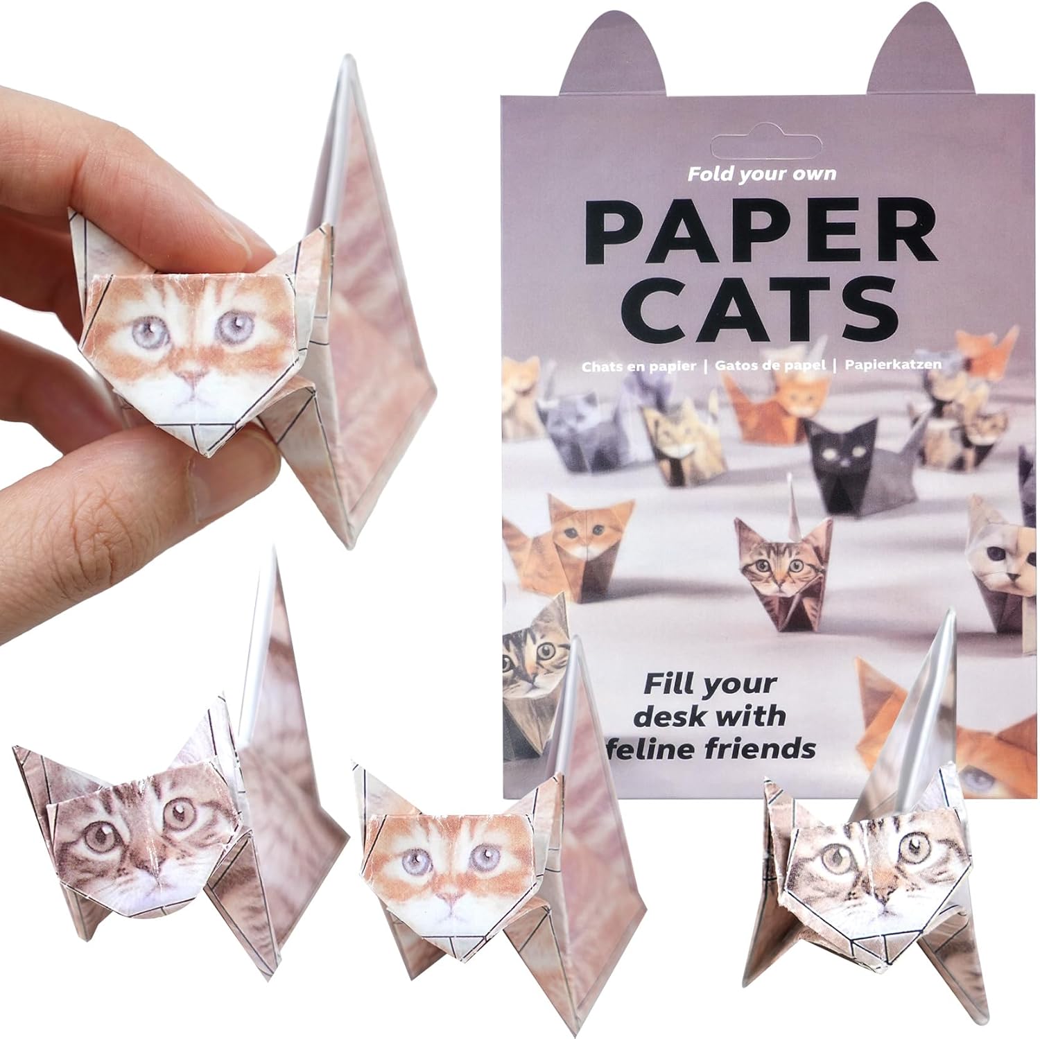 Origami cats - 50 Sheets Paper Cats Origami kit- DIY Cat Origami Paper foldable 3D Cute Cats Figures for Kids Ages 8-12, Creative Crafts for Adults - Fun Desk Decor & Gift for Cat Lovers