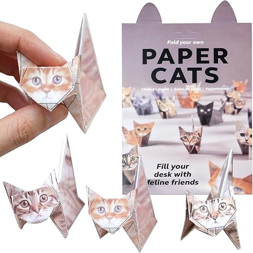 Origami cats - 50 Sheets Paper Cats Origami kit- DIY Cat Origami Paper foldable 3D Cute Cats Figures for Kids Ages 8-12, Creative Crafts for Adults - Fun Desk Decor & Gift for Cat Lovers