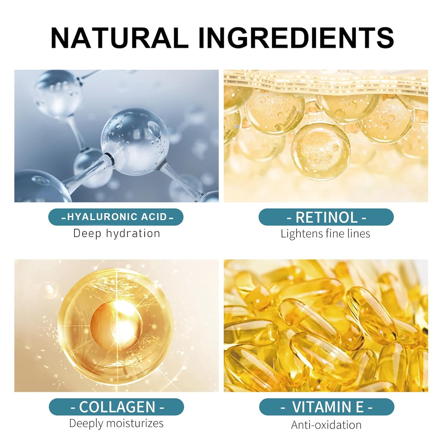 Retinol and Collagen Face Cream with 5% Hyaluronic Acid Retinol Cream for Face Anti Aging Wrinkle Reduce Fine Lines Lifting Firming Moisturizing Day & Night Facial Care Suitable for All Skin Types - Image 6