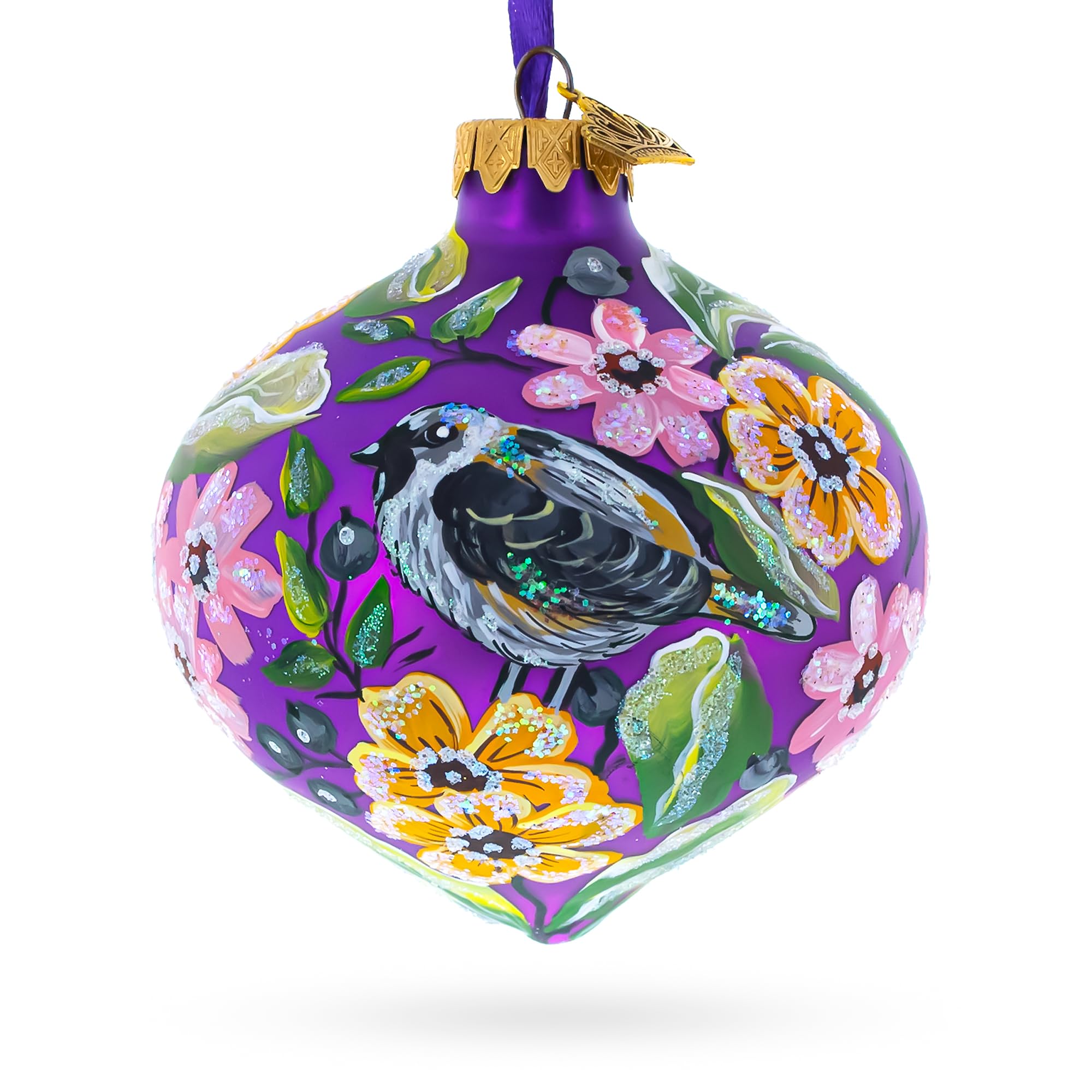 Fleuron en verre d'oignon BestPysanky oiseau chanteur de prestige