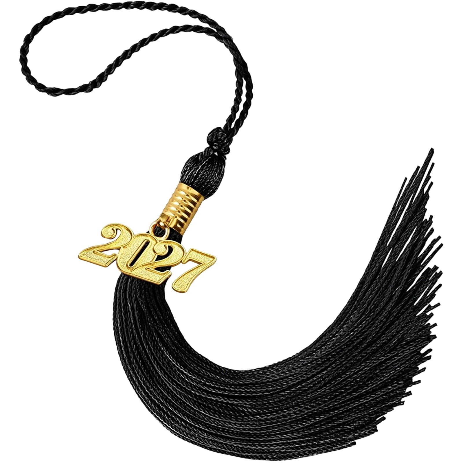 Zeiwohndc Black 2027 Polyester Graduation Tassels With Secure Clip For Cap And Craft Projects Soft Polyester Tassels