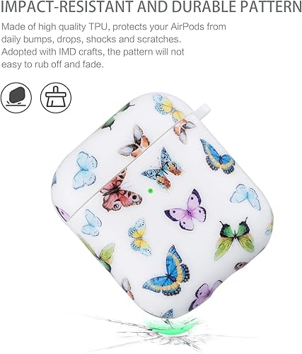 Vista 51 de Cutebricase Funda para Airpods, Paris Tower Airpod Funda protectora rígida para Apple AirPods 2 y 1 con llavero compatible con carga inalámbrica
