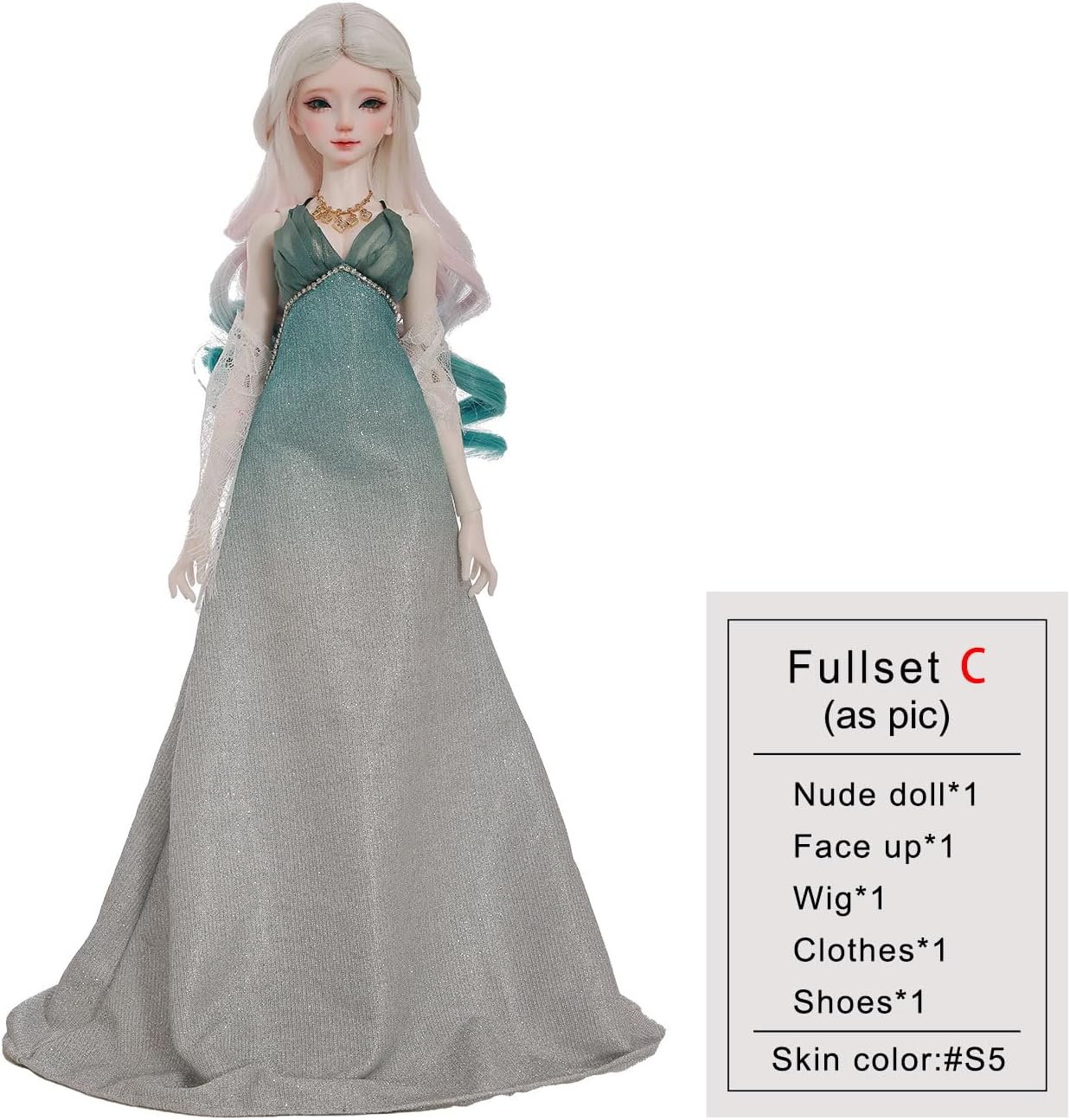 Oueneifs Xana 1/4 Bjd Doll Rainbow Series Modern Simple Style Elegant Cyan Dress Ball Jointed Dolls for 15+ Year Old