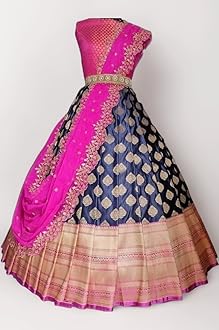ZERICO Women's Indian Traditional Kanjivaram Silk Pure Weaving Lehenga Choli Along With Dupatta And Blouse Piece, Half Saree (Unstitched)
