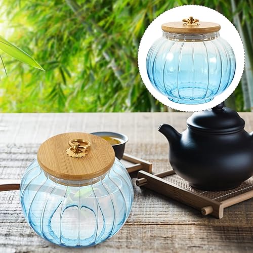 Miniatura 9 de Kichvoe Tarros de almacenamiento de vidrio, recipientes herméticos para almacenamiento de alimentos, 20.3 fl oz, recipiente decorativo con tapa de