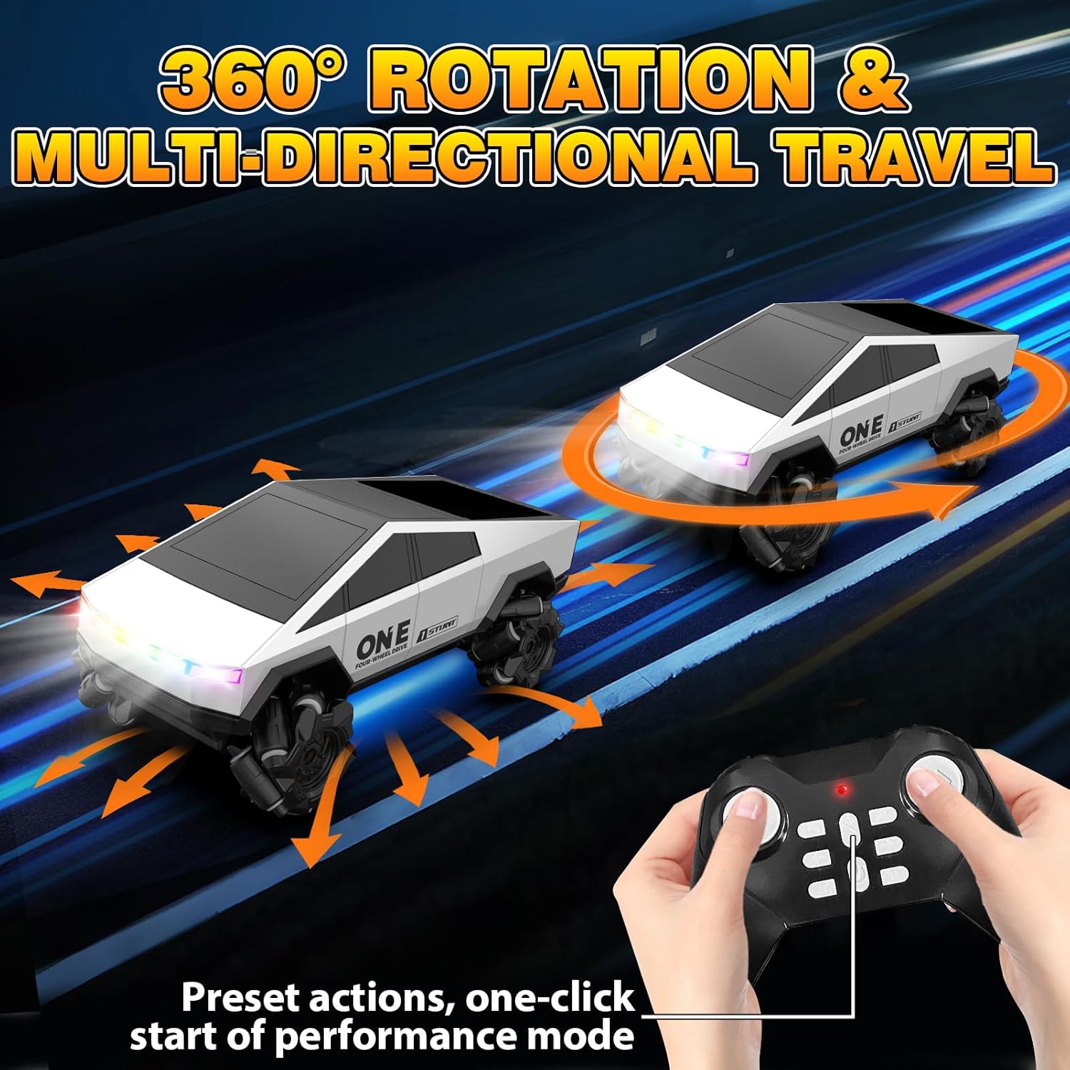 Gesture Sensing RC Stunt Car Toys for 6-12 Years Old Boys Girls, 1/28 Scale 4WD RC Drift Car, 2.4Ghz RC Cars, Seven Light Modes Hand Controlled 360°Rotating Cool Birthday Gifts for Kids