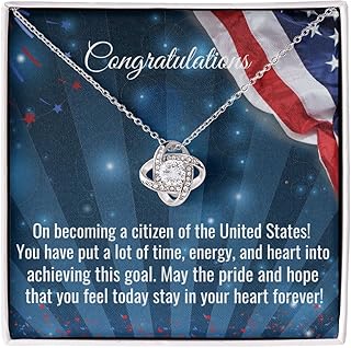 New US Citizenship Gifts, Love Knot Necklace American Citizenship Gifts For Women, New US Citizen Gift For Her, Naturalization Ceremony Gift, American Immigrant Citizenship Gift