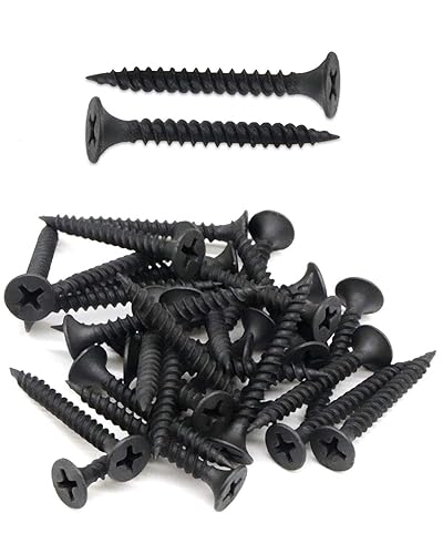 IMSCREWS Tornillos negros #6 para paneles de yeso de 1-14 pulgadas, tornillos Phillips de cabeza plana, 100 unidades, tornillos de hoja con fosfato