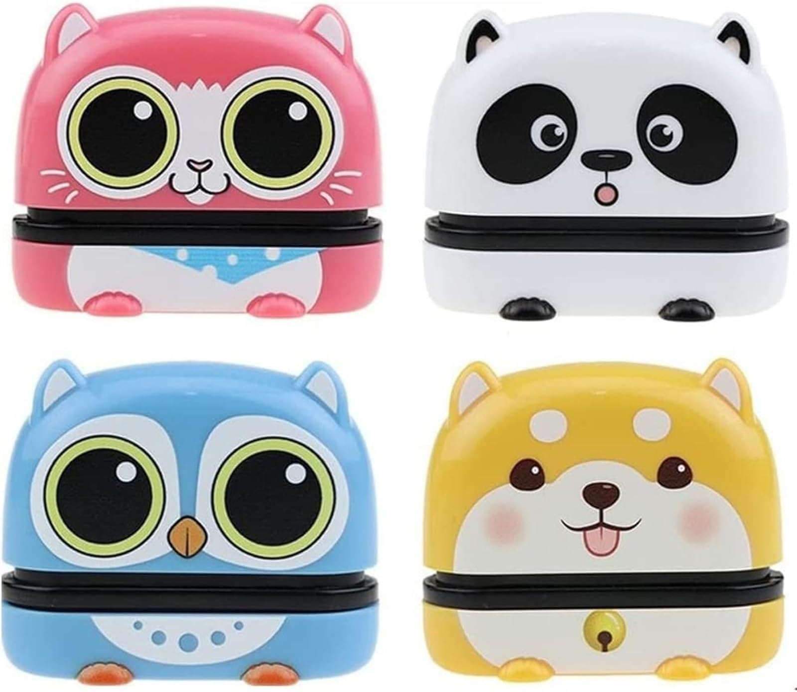 THE WHITE SHOP4 Pcs Name Stamp, Personalized Student Name Stamp, 4 Animal Styles, Name Stamps for Kids Student Clothes, Chapter Cartoon Children's Seal Cute for Kids Waterproof Wash Not Faded Stamp