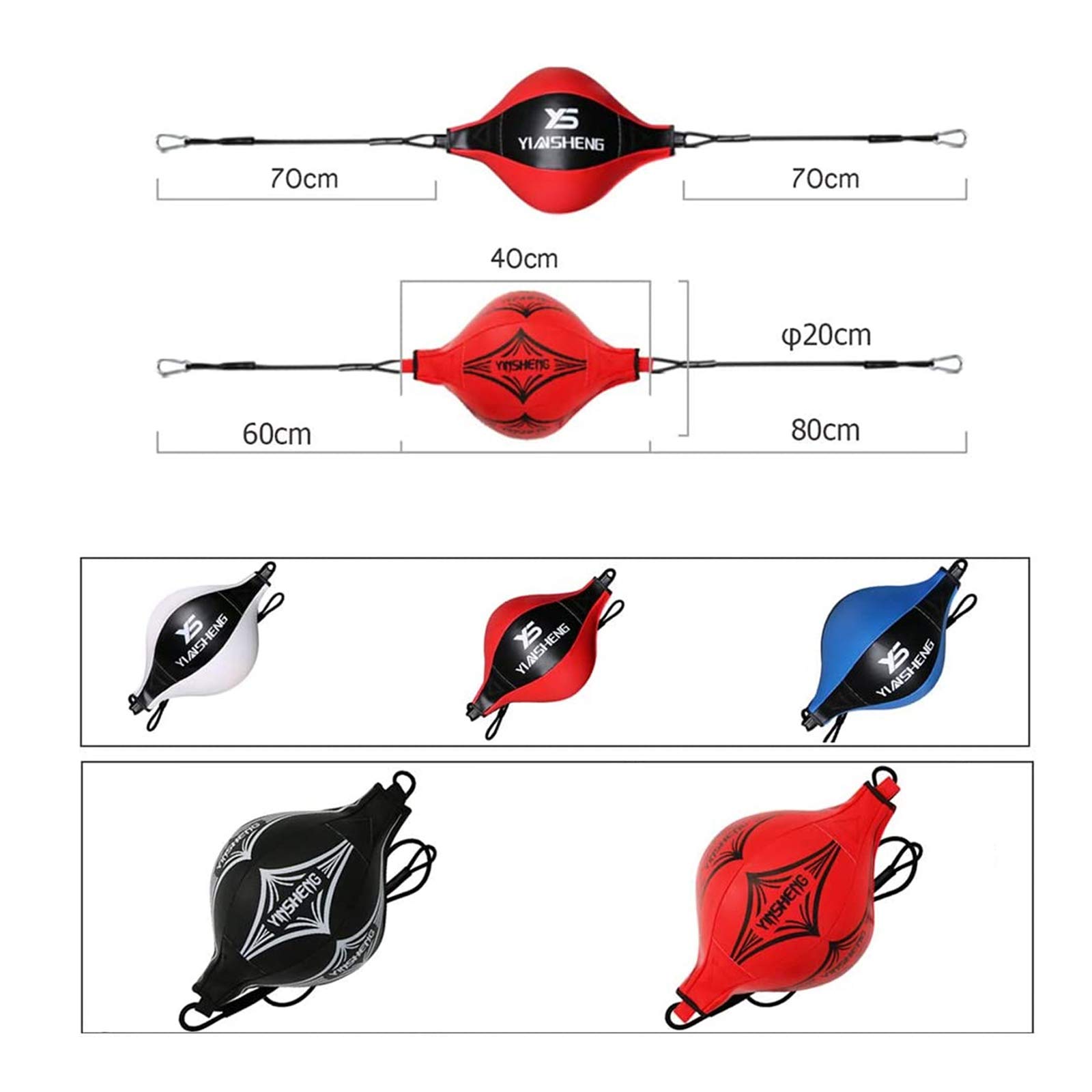 Ballon de Boxe Vitesse Entraînement Double-extrémité MMA Speed Punch Dodge Bag Cuir Professionnel avec Ventouse φ12cm