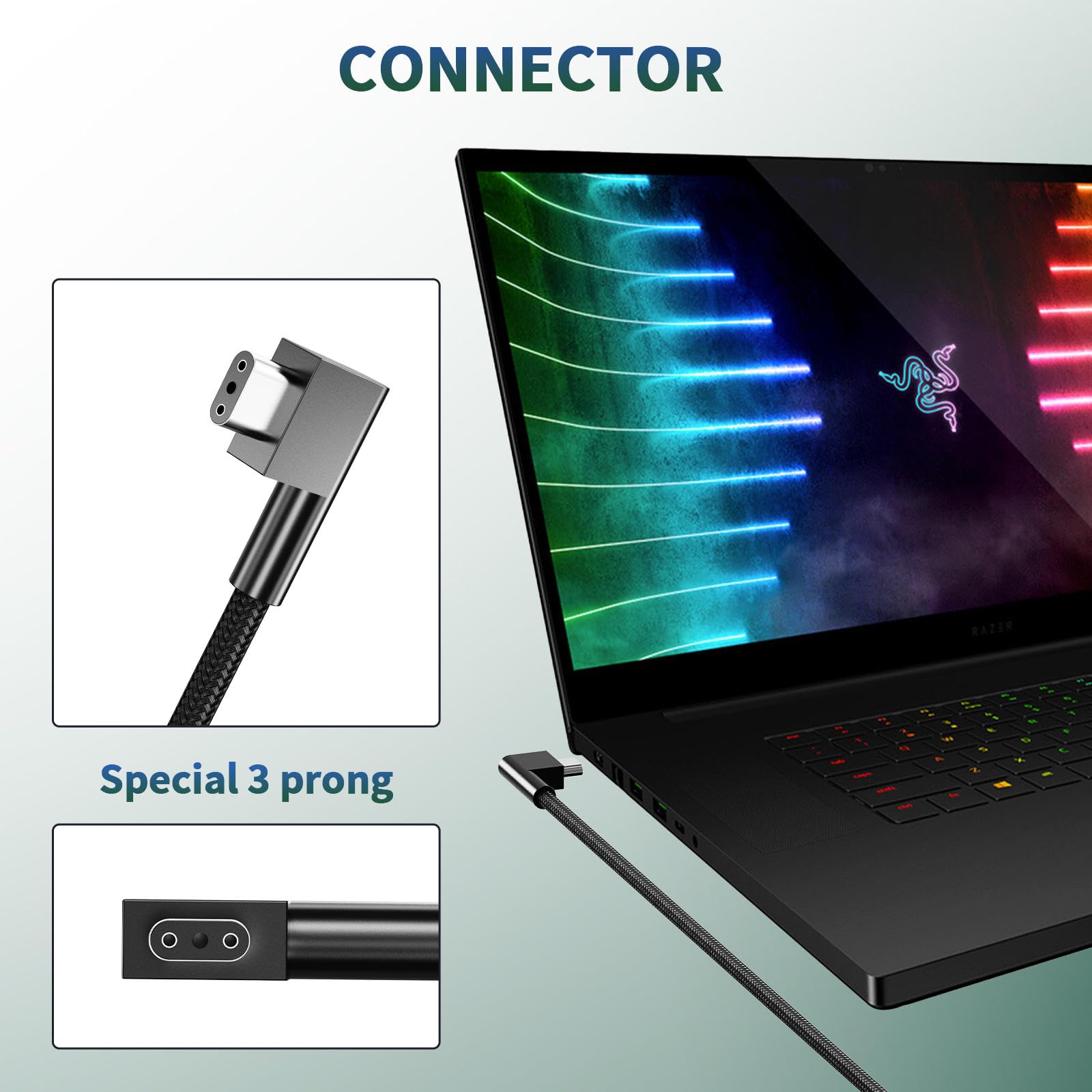 Fuente de alimentación 330W GAN para portátil Compatible con Razer Blade 16 17 18 RZ09-0483 RZ09-0484 RZ09-0510 RC30-0484 RC30-04840200 Adaptador de Corriente para Gaming