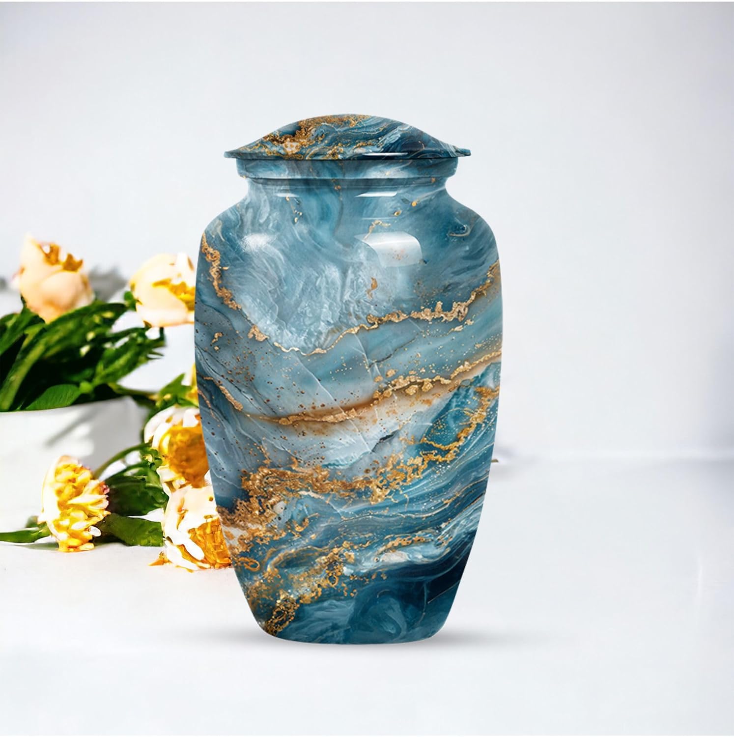 Abstract Urns for Human Ashes - Adult Male & Female Combo: Large & Small Keepsake Urns