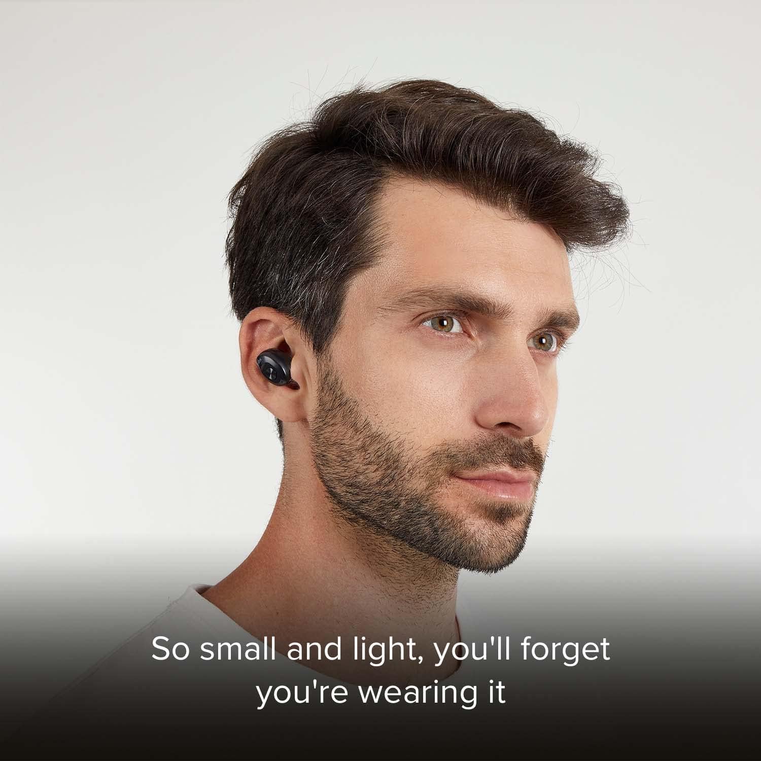 Person wearing the SBS BT290 Mono Wireless Earbud in their ear