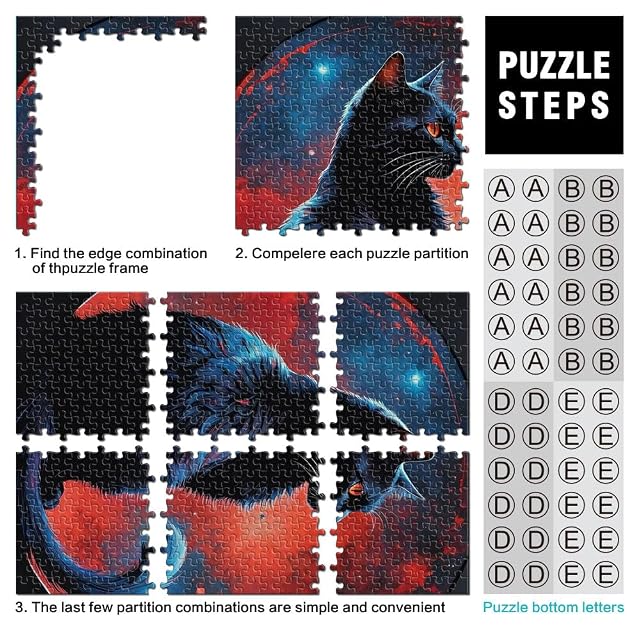 Foto 3 de 6 de Puzzles de 2000 Piezas para Adolescentes Gato Negro Juego Familiar para aliviar el estrés: desafío difícil…