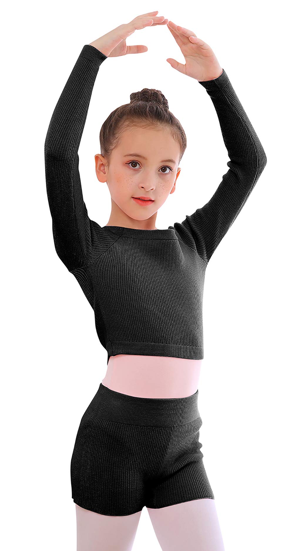 SEAUR Balletjas voor meisjes, lange mouwen, wikkeljas, dans, ballet, gymnastiek, yoga, gebreide jas, danspullover top, bolero, 98-165 cm, 2-15 jaar, XL