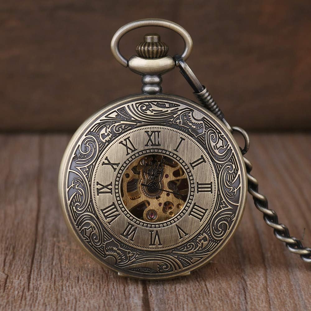 OIFMKC Pocket Watch Vintage Roman Style Hand Wind Mechanical Pocket Watch Luminous Dial Men Womens Watch Nice Gift