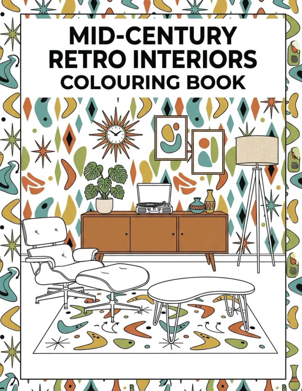 Mid-Century Retro Interiors: Colouring Book