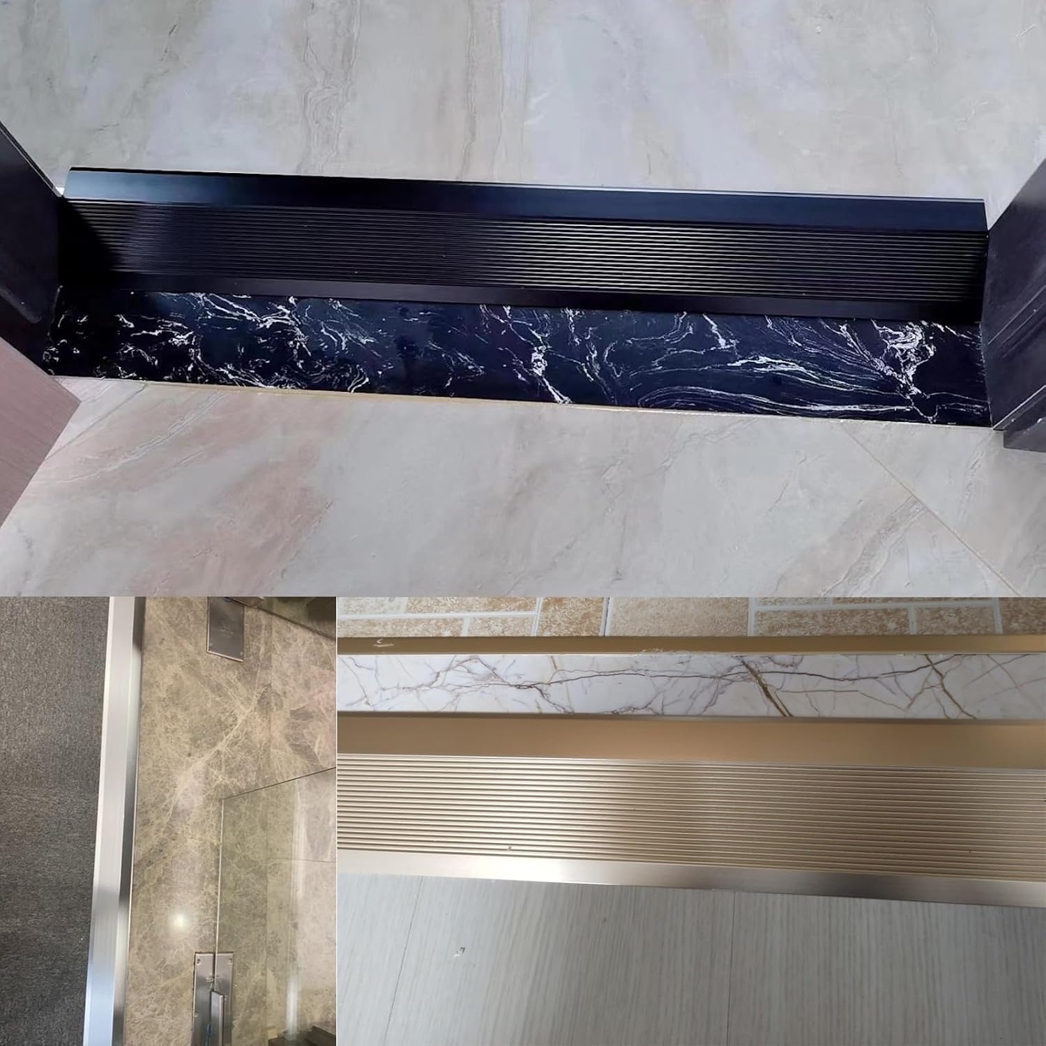 Transition Strip,Door Threshold Strip, 36 Inch Adhesive Flooring Transitions,Tightly Fit Doorway Edge Trim Butt Up Threshold，Door Strips Threshold Strips Floor Cover Strips ( Color : Gold , Size : Len